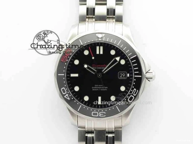 1228 Seamaster 300M 007 SS MK 1:1 Best Edition Black 007 Dial Ceramic Bezel On SS Bracelet A EasyCare 8178